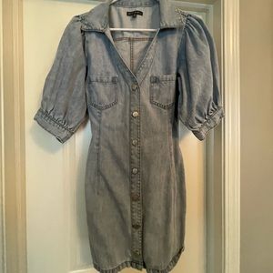 Denim puff sleeve mini dress